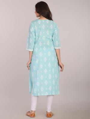 printed straight kurta - 17101978 - Standard Image - 3