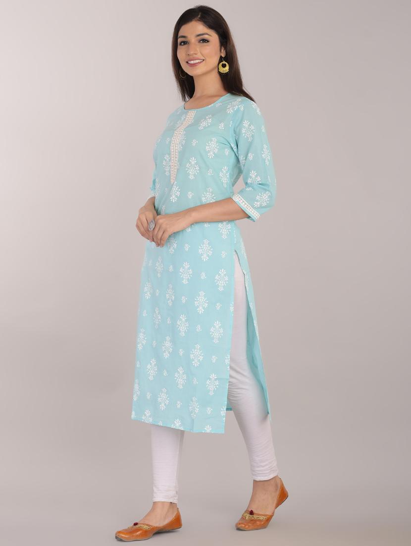 printed straight kurta - 17101978 - Zoom Image - 2