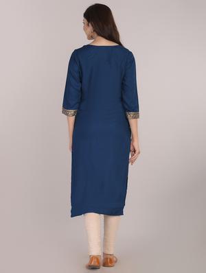solid straight kurta - 17101981 - Standard Image - 3