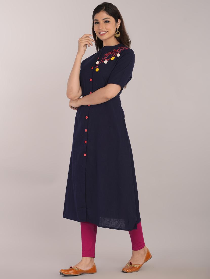 embroidered a-line kurta - 17101985 - Zoom Image - 2
