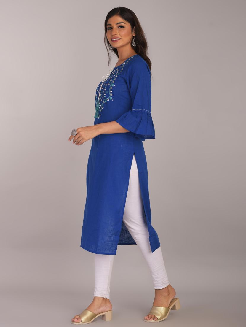 embroidered a-line kurta - 17101988 - Zoom Image - 2