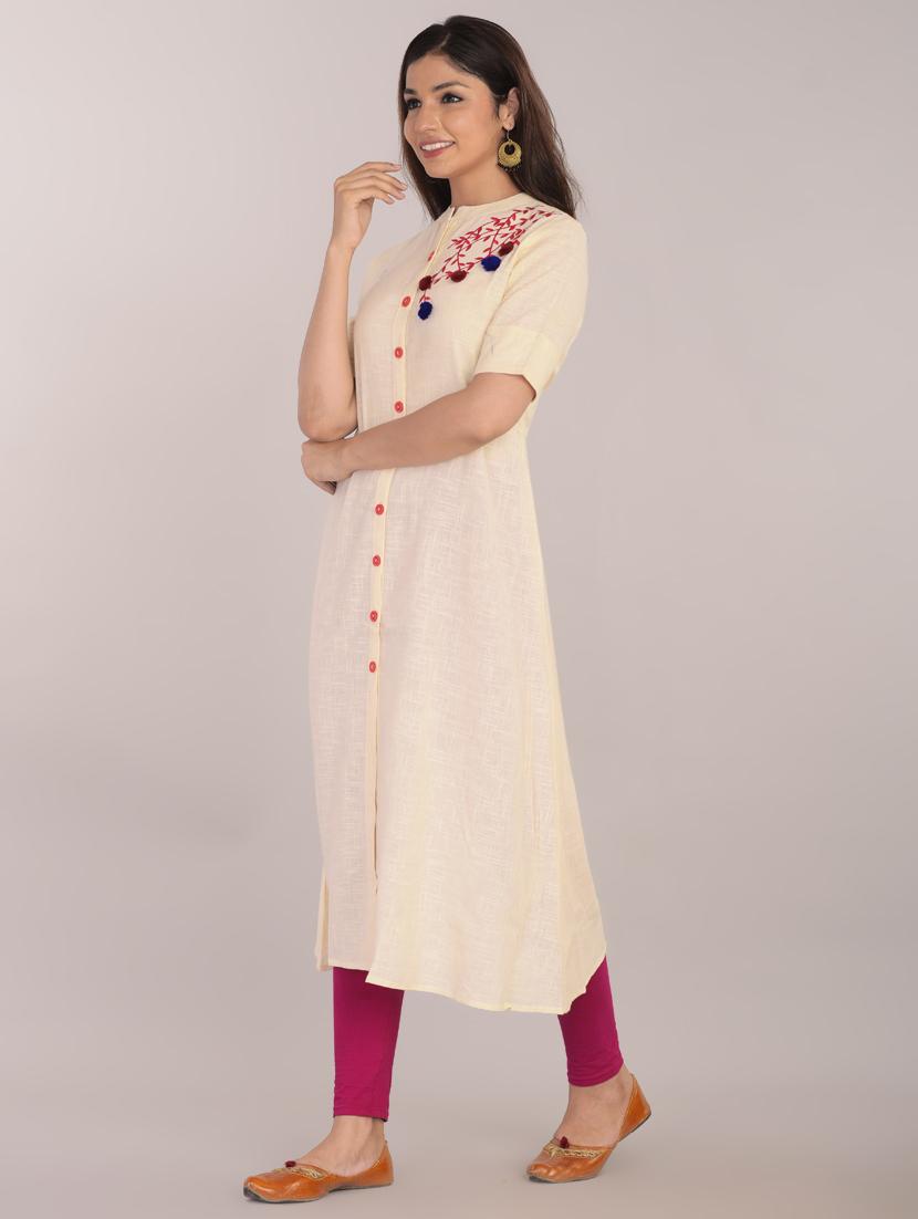 solid a-line kurta - 17101990 - Zoom Image - 2