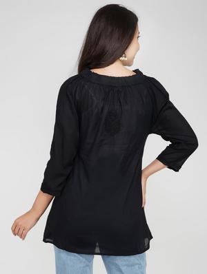 mock neck embroidered top - 17102076 - Standard Image - 3