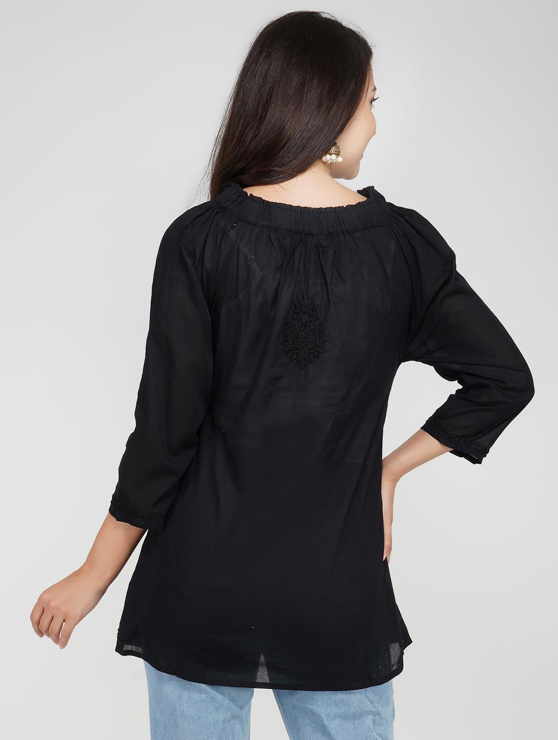 mock neck embroidered top - 17102076 - Zoom Image - 3