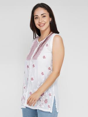 side slit chikankari top - 17102135 - Standard Image - 2