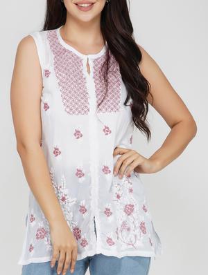 side slit chikankari top - 17102135 - Standard Image - 4