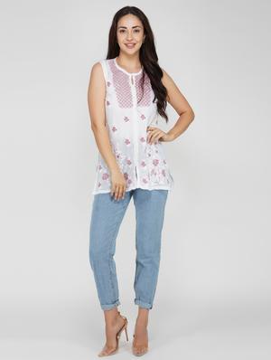 side slit chikankari top - 17102135 - Standard Image - 5