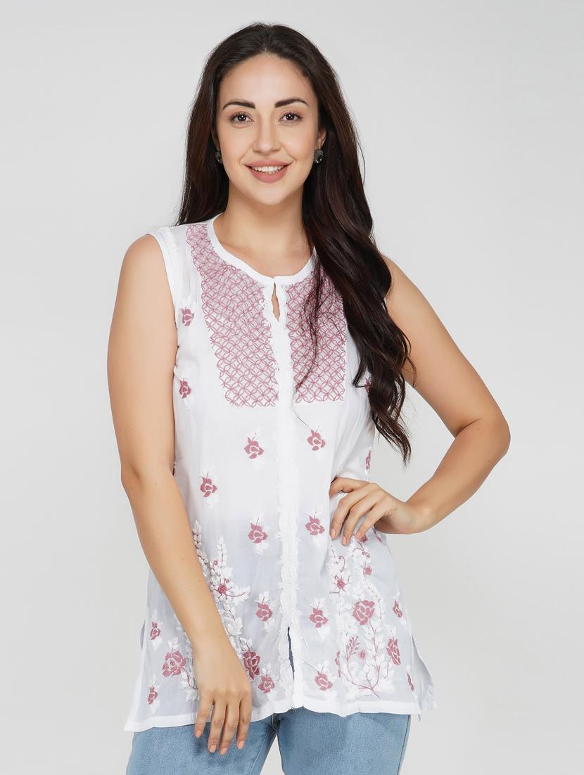 side slit chikankari top - 17102135 - Zoom Image - 1