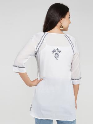 tie up neck chikankari top - 17102208 - Standard Image - 3