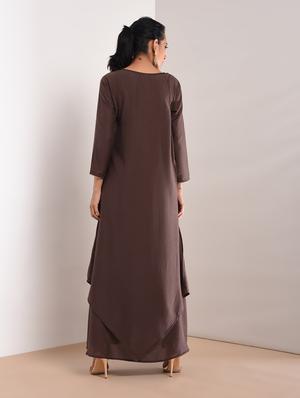 solid layered ethnic dress - 17102338 - Standard Image - 2