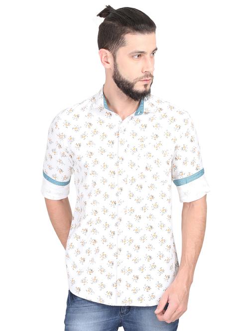 white floral print casual shirt - 17102352 - Standard Image - 1