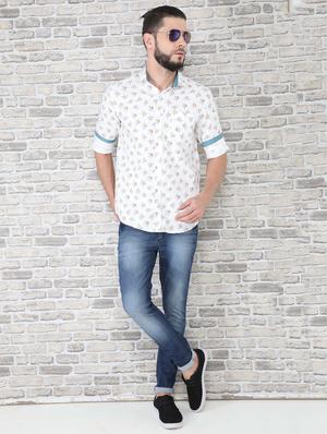 white floral print casual shirt - 17102352 - Standard Image - 4