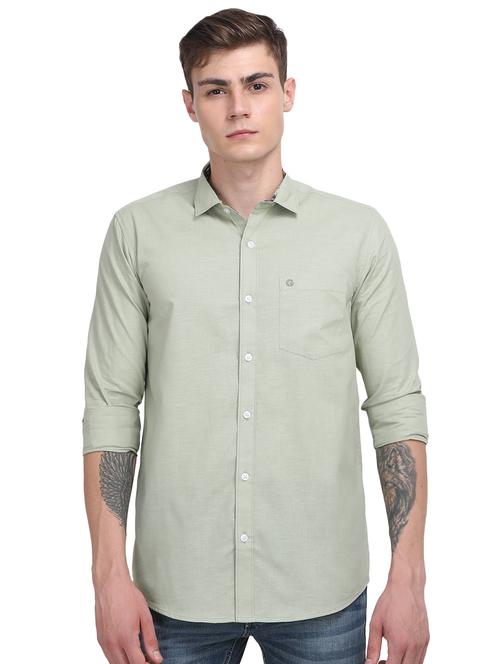 green solid casual shirt - 17102363 - Standard Image - 1
