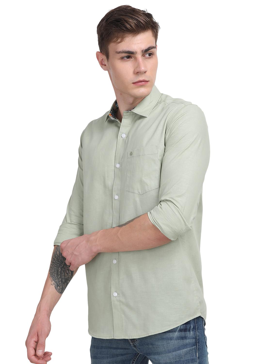 green solid casual shirt - 17102363 - Zoom Image - 2