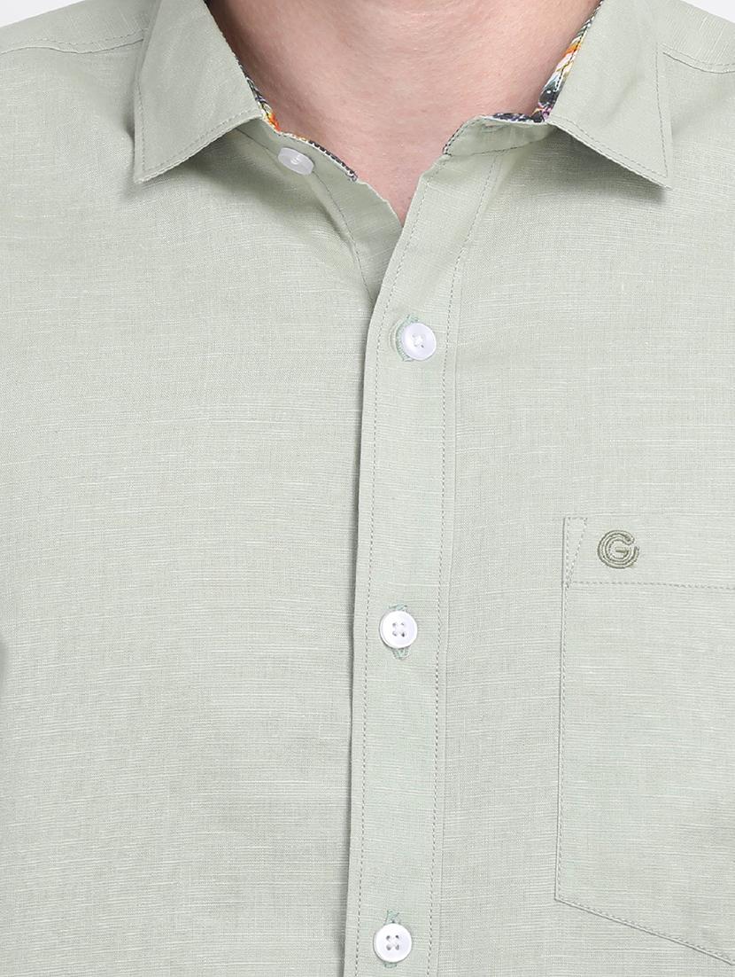 green solid casual shirt - 17102363 - Zoom Image - 5