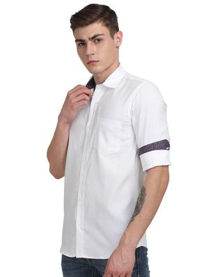white solid casual shirt - 17102365 - Standard Image - 2