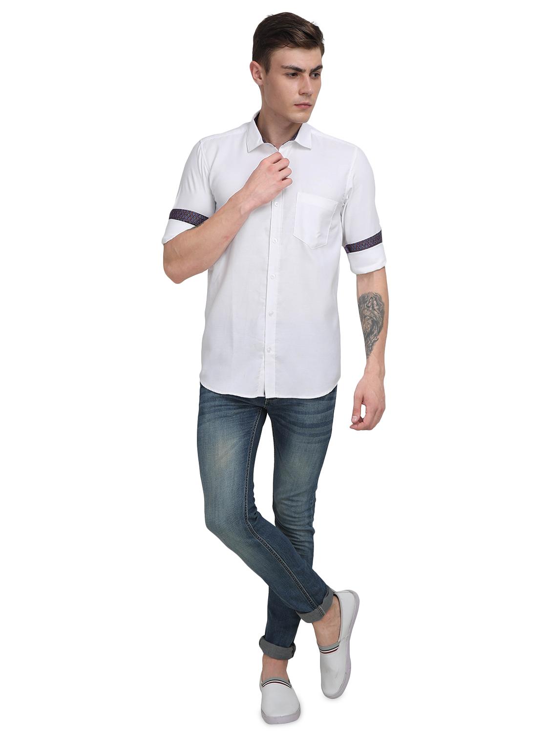 white solid casual shirt - 17102365 - Zoom Image - 4