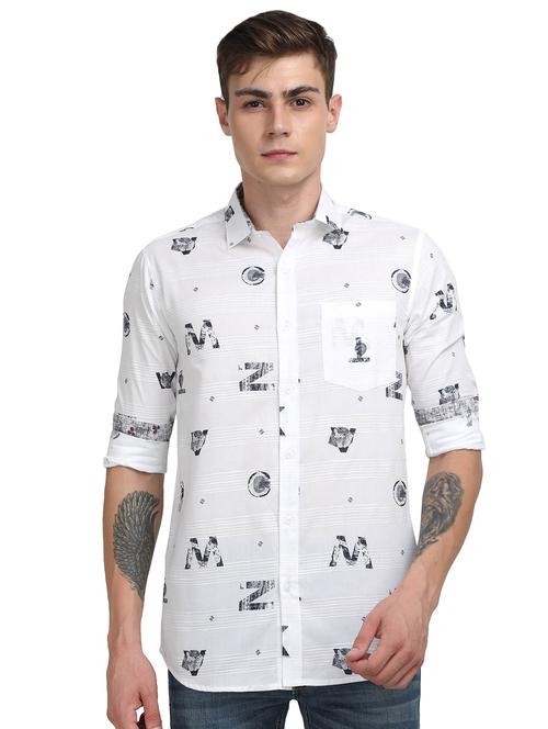 white printed casual shirt - 17102366 - Standard Image - 1