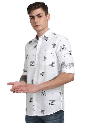 white printed casual shirt - 17102366 - Standard Image - 2