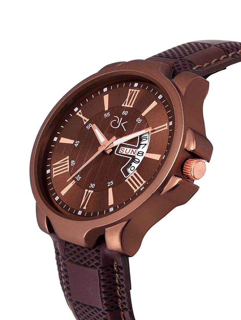 adk~jg-02abrown color analog watch for men - 17102447 - Zoom Image - 2