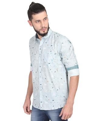 light blue printed casual shirt - 17102456 - Standard Image - 2