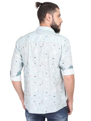 light blue printed casual shirt - 17102456 - Standard Image - 3