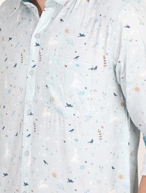 light blue printed casual shirt - 17102456 - Standard Image - 4