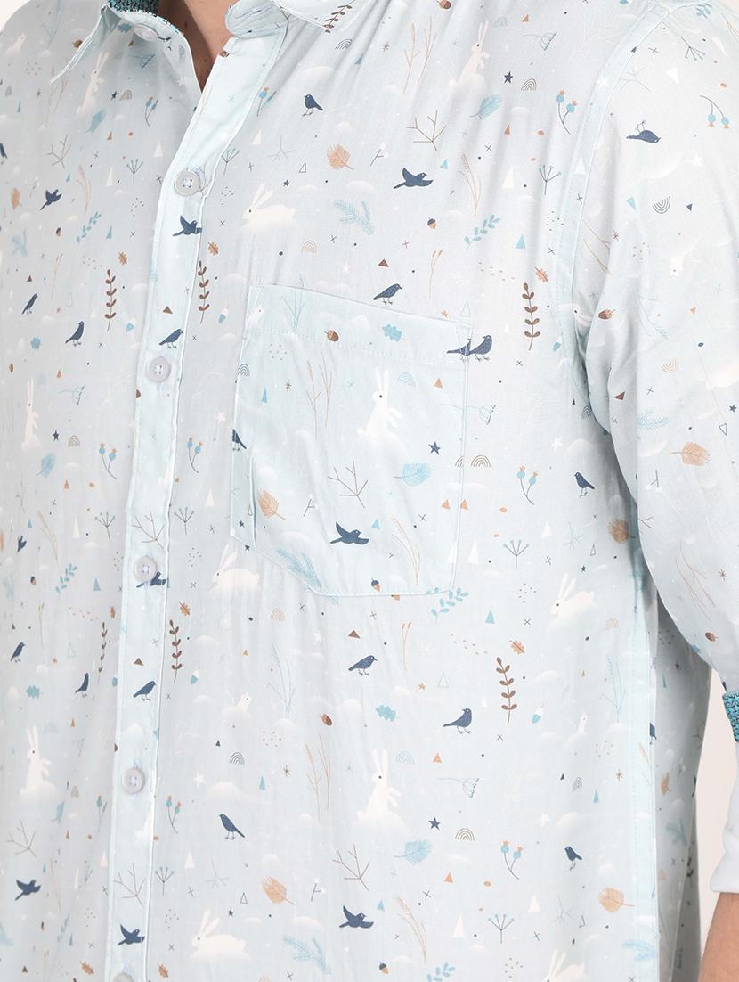 light blue printed casual shirt - 17102456 - Zoom Image - 4