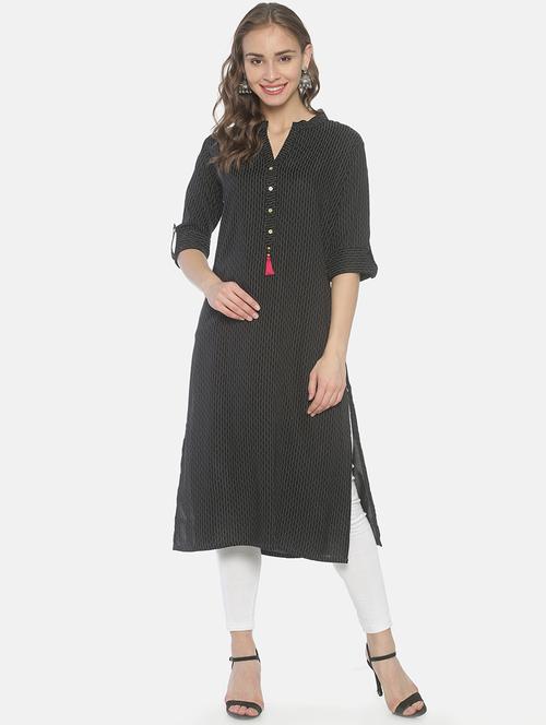 printed straight kurta - 17102494 - Standard Image - 1