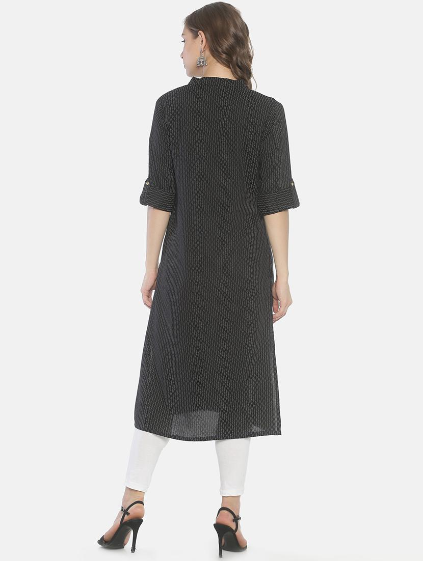 printed straight kurta - 17102494 - Zoom Image - 3