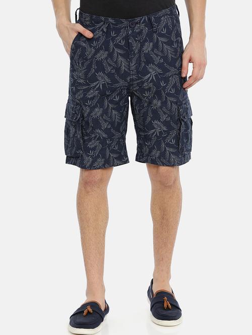 navy blue tropical print bermuda shorts - 17102565 - Standard Image - 1