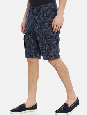 navy blue tropical print bermuda shorts - 17102565 - Standard Image - 2