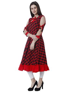 checkered flared kurta - 17102819 - Standard Image - 2