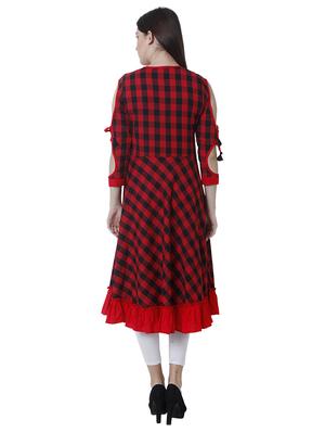 checkered flared kurta - 17102819 - Standard Image - 3