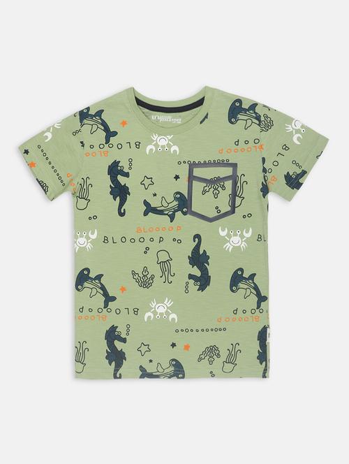 green cotton t-shirt with free mask - 17102873 - Standard Image - 1