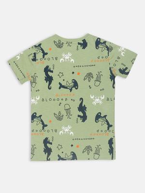 green cotton t-shirt with free mask - 17102873 - Standard Image - 2