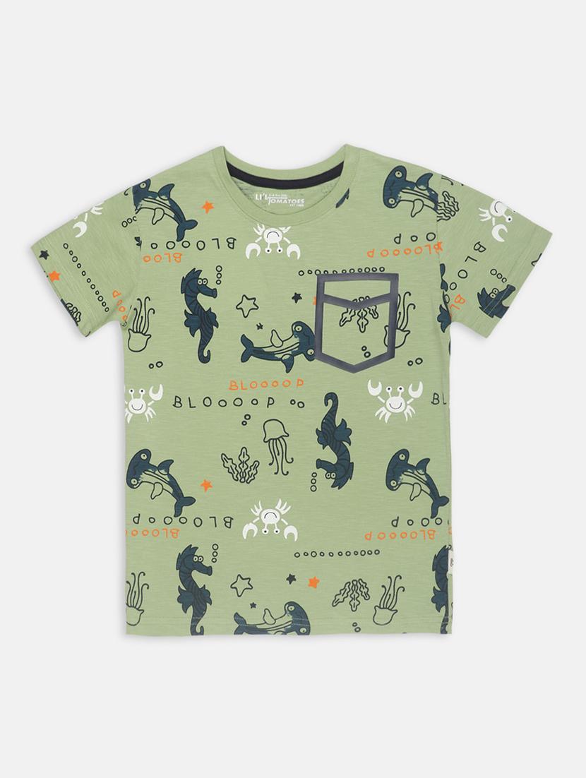 green cotton t-shirt with free mask - 17102873 - Zoom Image - 1