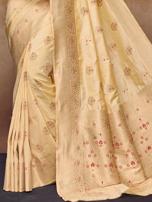 pastel self design saree with blouse - 17103176 - Standard Image - 3