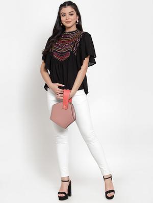 gather detail embroidered top - 17103301 - Standard Image - 4