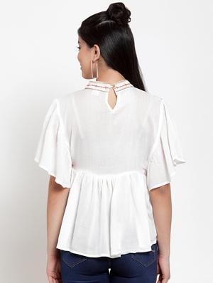white viscose ruffle top - 17103302 - Standard Image - 3