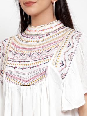 white viscose ruffle top - 17103302 - Standard Image - 5