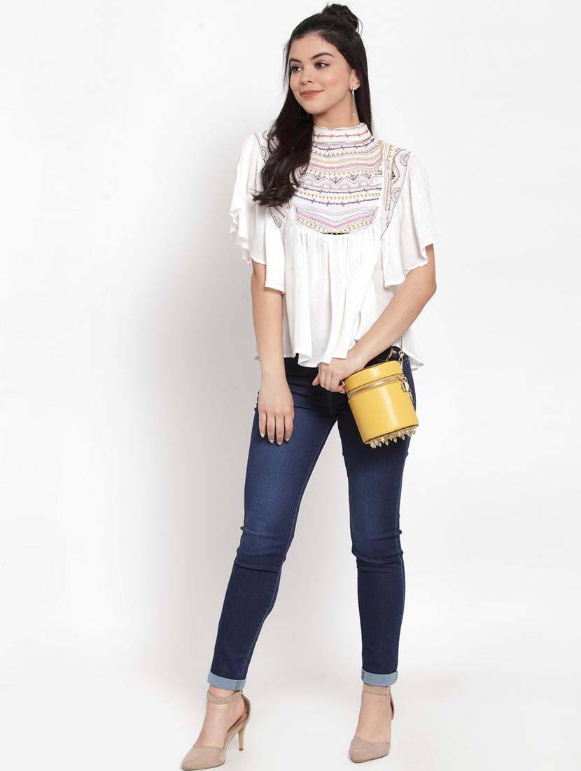 white viscose ruffle top - 17103302 - Zoom Image - 4