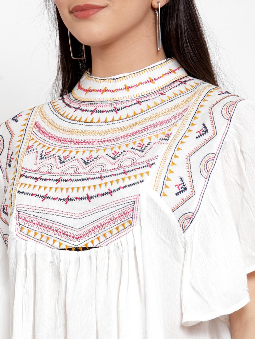 white viscose ruffle top - 17103302 - Zoom Image - 5