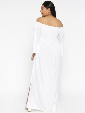 side slit off shoulder maxi dress - 17103520 - Standard Image - 3