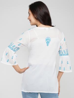 tie front chikankari top - 17103526 - Standard Image - 3