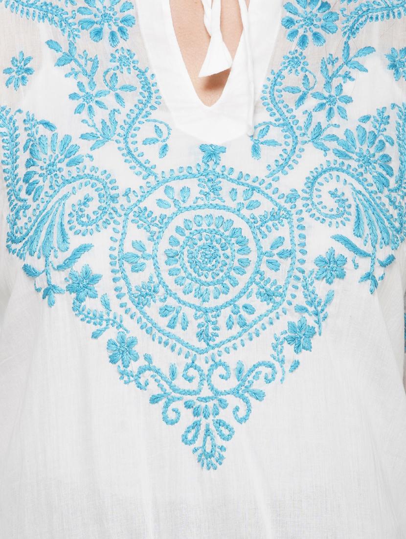 tie front chikankari top - 17103526 - Zoom Image - 4