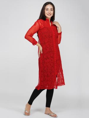 chikankari straight kurta - 17103701 - Standard Image - 2