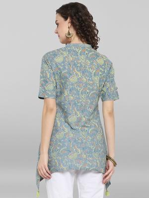 mandarin neck asymmetric tunic - 17103703 - Standard Image - 3