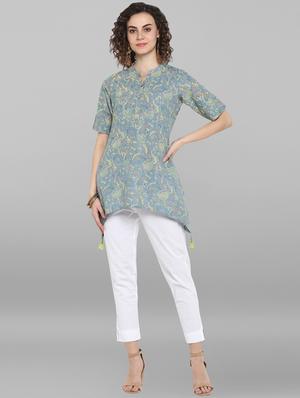 mandarin neck asymmetric tunic - 17103703 - Standard Image - 4