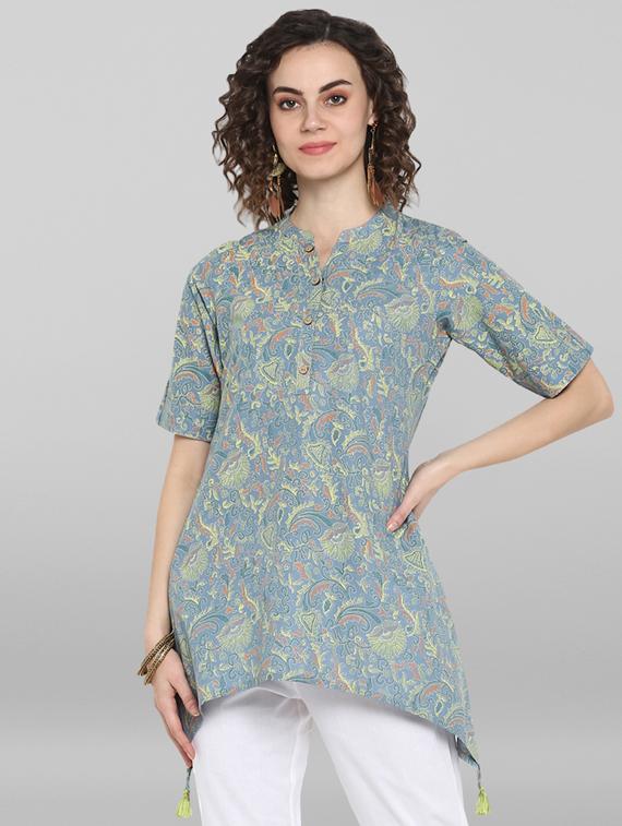 mandarin neck asymmetric tunic - 17103703 - Zoom Image - 1
